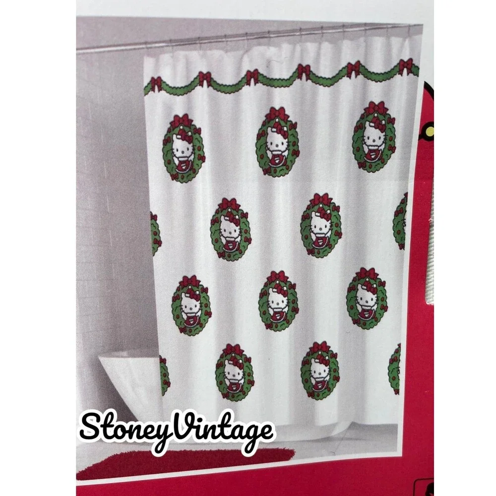 Hello Kitty Christmas Shower Curtain Bathroom Bundle